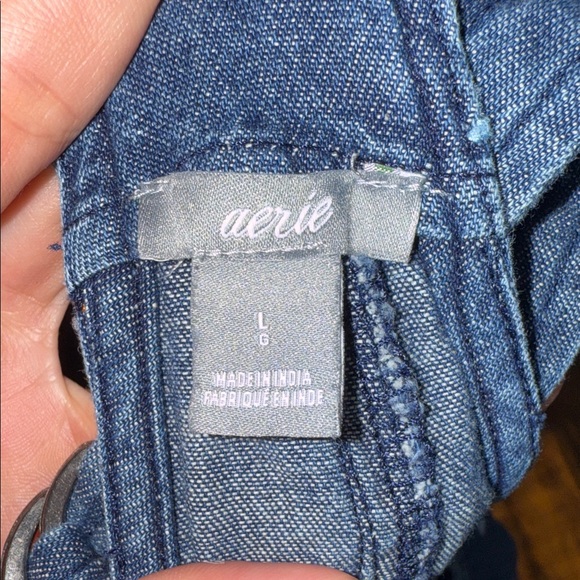 Aerie Denim Floral Romper Overall | 100% Cotton | Women’s L - Picture 3 of 11